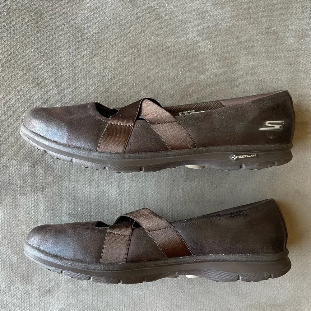 Skechers GO Step - Dainty Women's Summer Shoes Slip On Choc Ballet Flats